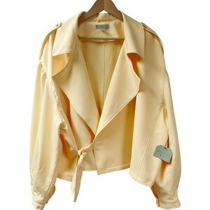 NWT RYEGRASS Wrap Cropped Blazer Side Tie SZ 3X Yellow Cruisewear Travel Coastal